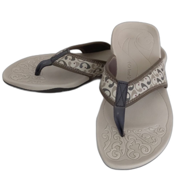 Columbia Women's Beige and Brown Summer Beach Flip Flop Sandals Size 10 - Picture 2 of 10